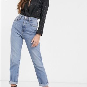 new look straight leg jean mid blue